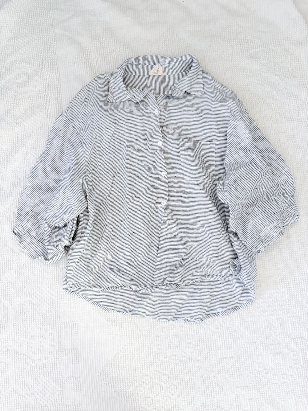 Deiji studios 03 set in stripe Linen Button Down Top Shorts Oversize Drapey - Picture 6 of 6